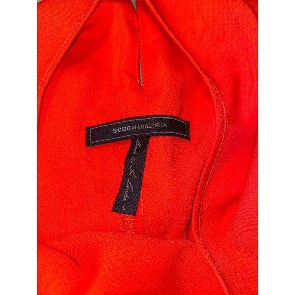 BCBGMAXAZRIA Red Draped Front Short Sleeve Dress Size Large - Picture 4 of 6